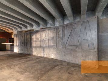 Image: Milan, 2014, Wall with the inscription »Indifference«, Memoriale della Shoah, Andrea Martiradonna