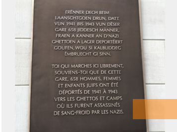 Image: Luxembourg, 2018, Memorial plaque at the station, Fédération des Enrôlés de force